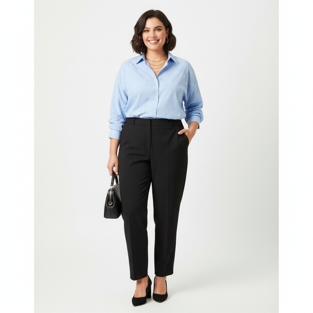 Future Collective Pearl Embellished Oversized Shirt 4Xβ Women Blue Stripe Button
